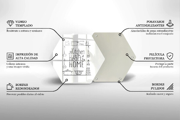 Skärbräda glas sexhörning Inskrift mening