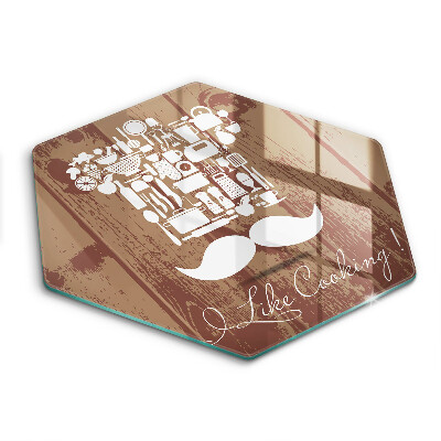 Skärbräda glas sexhörning Inskriptionen jag gillar att laga mat