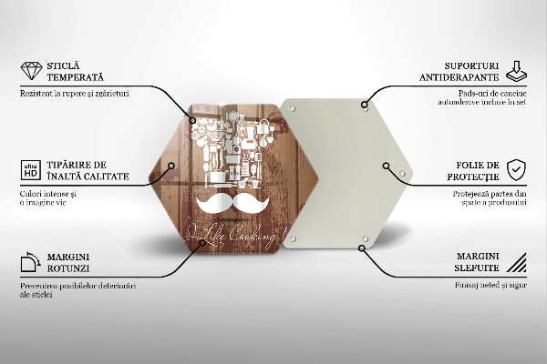 Skärbräda glas sexhörning Inskriptionen jag gillar att laga mat