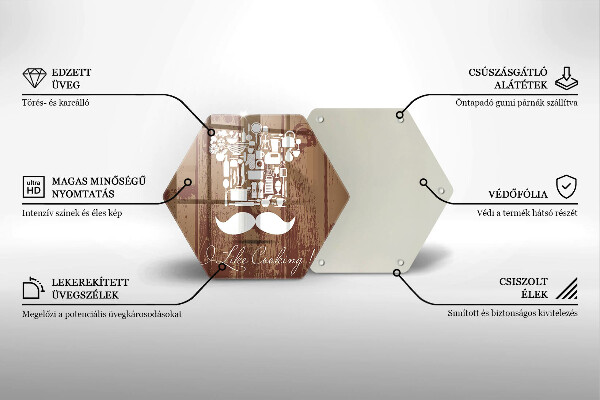Skärbräda glas sexhörning Inskriptionen jag gillar att laga mat
