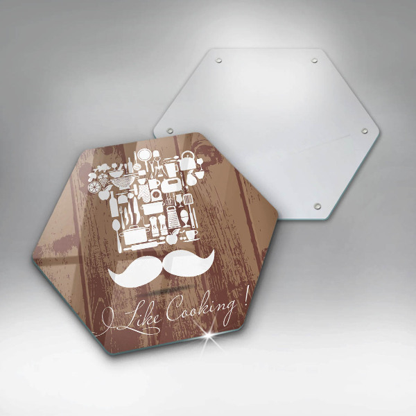 Skärbräda glas sexhörning Inskriptionen jag gillar att laga mat