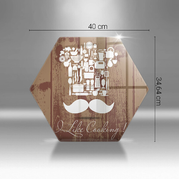 Skärbräda glas sexhörning Inskriptionen jag gillar att laga mat