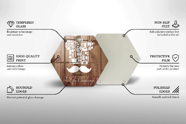 Skärbräda glas sexhörning Inskriptionen jag gillar att laga mat