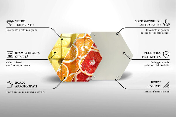 Skärbräda glas sexhörning Färgglada frukter