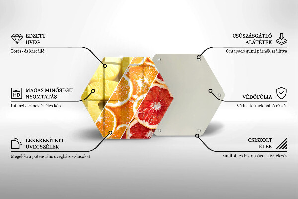 Skärbräda glas sexhörning Färgglada frukter