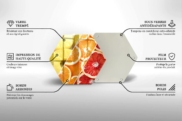Skärbräda glas sexhörning Färgglada frukter