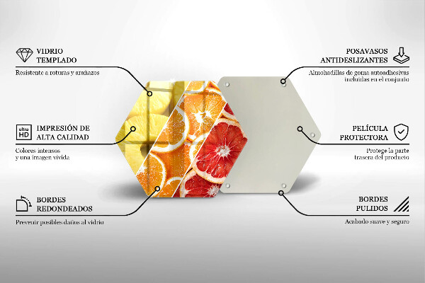 Skärbräda glas sexhörning Färgglada frukter