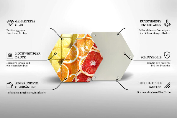 Skärbräda glas sexhörning Färgglada frukter