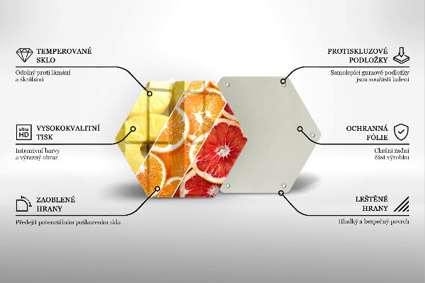 Skärbräda glas sexhörning Färgglada frukter