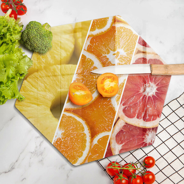 Skärbräda glas sexhörning Färgglada frukter