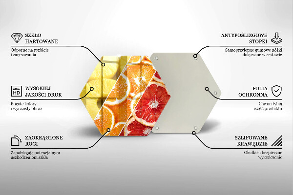 Skärbräda glas sexhörning Färgglada frukter