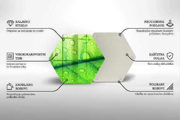 Skärbräda glas sexhörning Närbild av ett löv