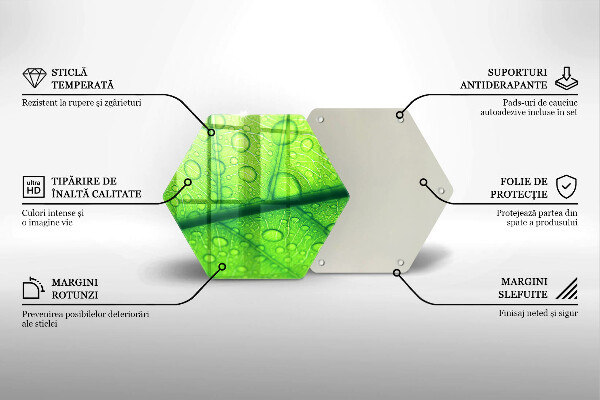 Skärbräda glas sexhörning Närbild av ett löv