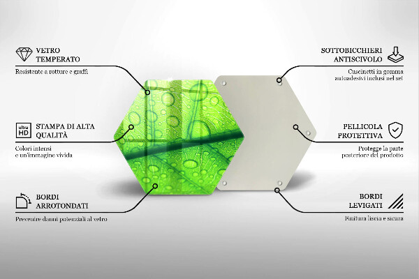 Skärbräda glas sexhörning Närbild av ett löv