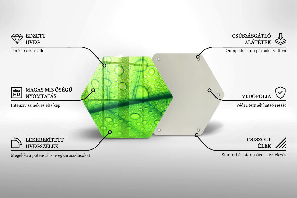 Skärbräda glas sexhörning Närbild av ett löv