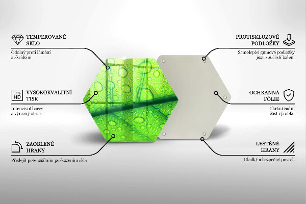 Skärbräda glas sexhörning Närbild av ett löv