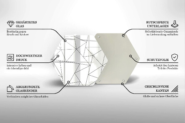 Skärbräda glas sexhörning Vita trianglar