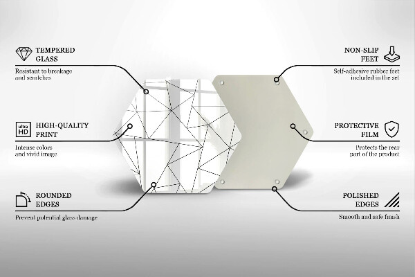 Skärbräda glas sexhörning Vita trianglar