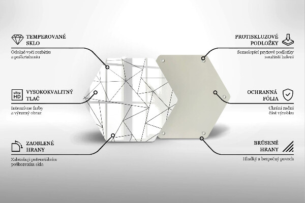 Skärbräda glas sexhörning Vita trianglar