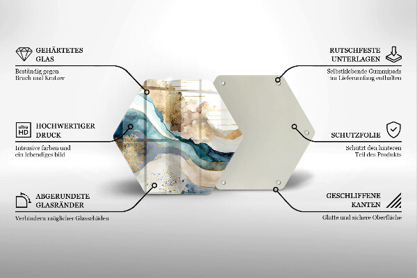 Skärbräda glas sexhörning Färgglad marmor