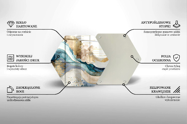 Skärbräda glas sexhörning Färgglad marmor