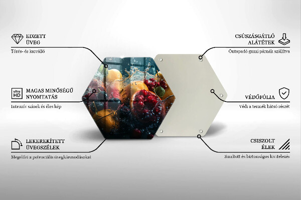 Skärbräda glas sexhörning Frukt i vatten