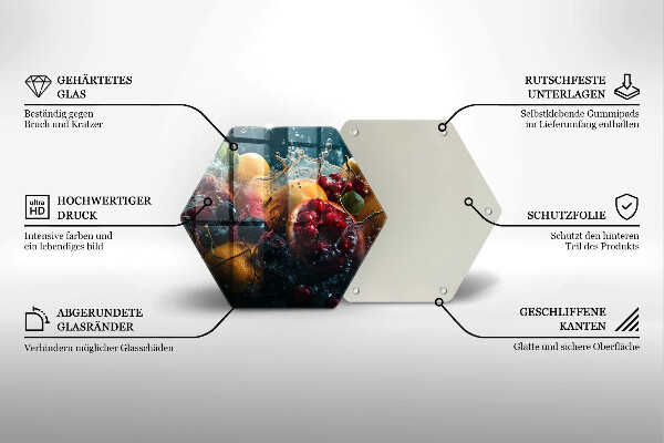 Skärbräda glas sexhörning Frukt i vatten