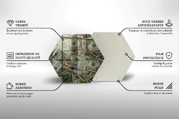 Skärbräda glas sexhörning Pengar dollar
