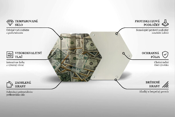 Skärbräda glas sexhörning Pengar dollar