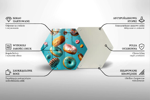 Skärbräda glas sexhörning Färgglada munkar