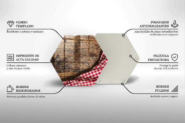 Skärbräda glas sexhörning Träbord