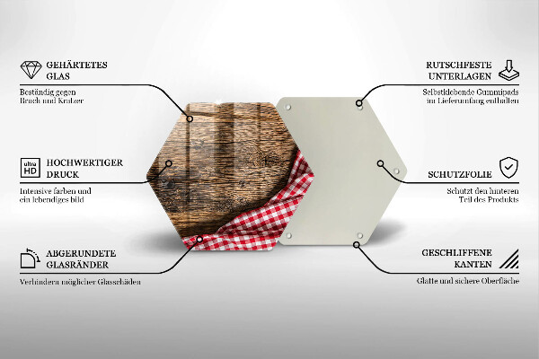 Skärbräda glas sexhörning Träbord