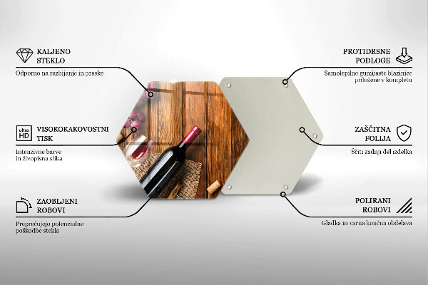 Skärbräda glas sexhörning En flaska rött vin