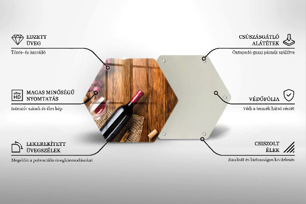 Skärbräda glas sexhörning En flaska rött vin