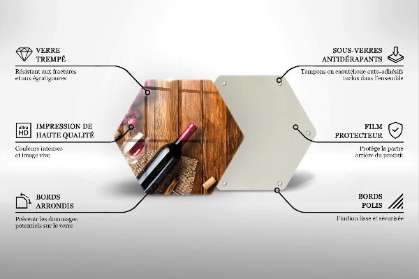 Skärbräda glas sexhörning En flaska rött vin