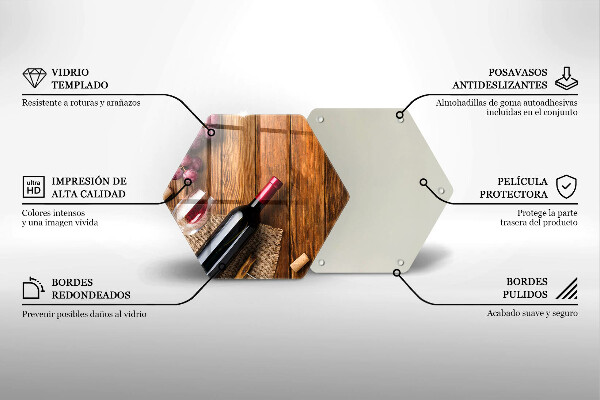 Skärbräda glas sexhörning En flaska rött vin