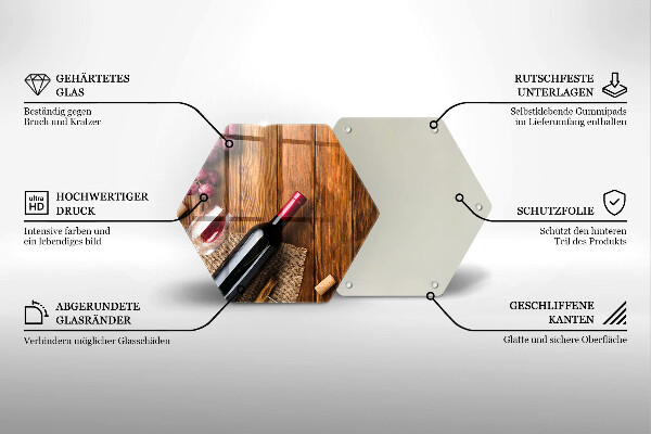 Skärbräda glas sexhörning En flaska rött vin