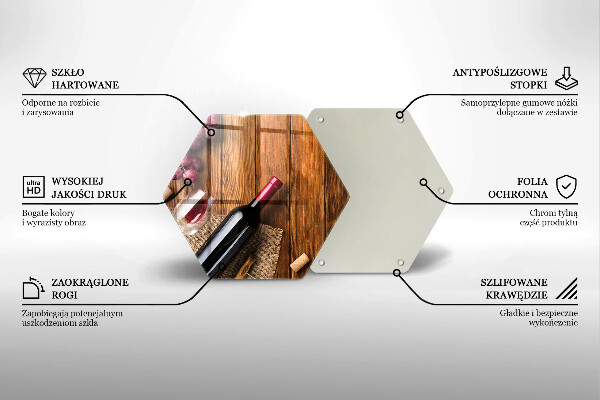 Skärbräda glas sexhörning En flaska rött vin