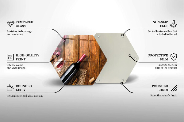 Skärbräda glas sexhörning En flaska rött vin