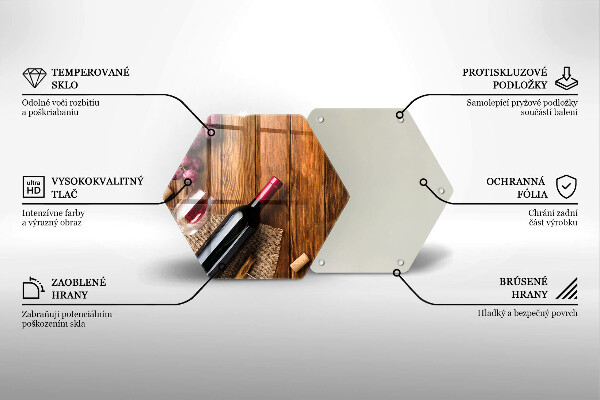 Skärbräda glas sexhörning En flaska rött vin