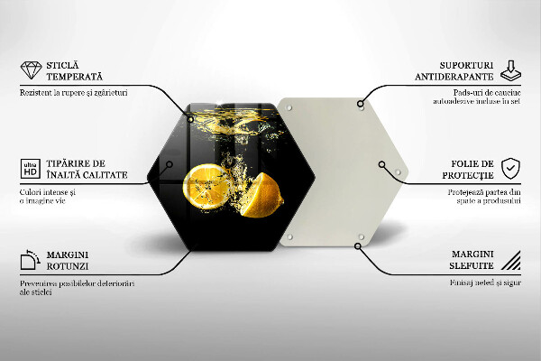 Skärbräda glas sexhörning Saftig citronfrukt