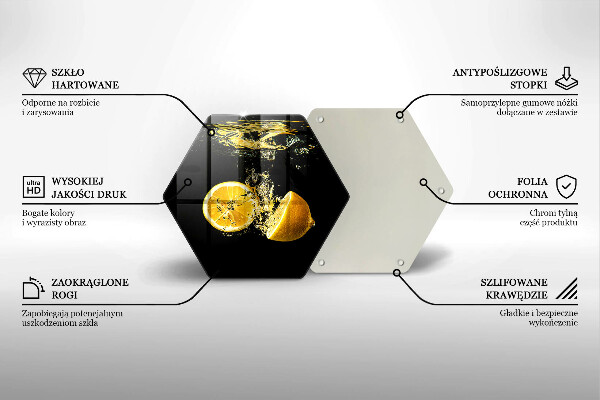 Skärbräda glas sexhörning Saftig citronfrukt