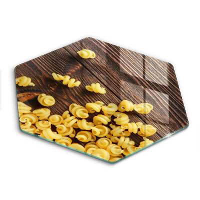 Skärbräda glas sexhörning Pasta på bordet