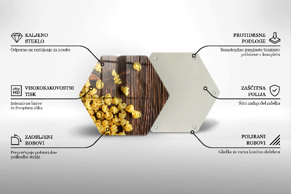 Skärbräda glas sexhörning Pasta på bordet
