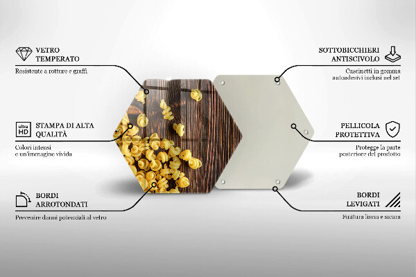 Skärbräda glas sexhörning Pasta på bordet