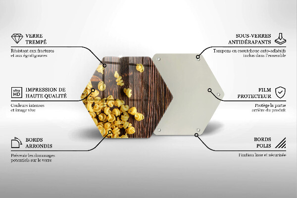 Skärbräda glas sexhörning Pasta på bordet