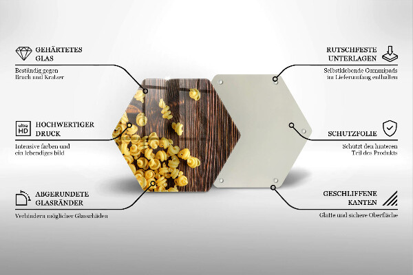 Skärbräda glas sexhörning Pasta på bordet