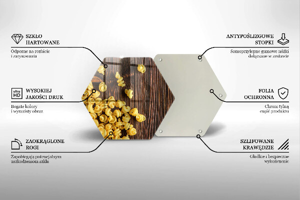 Skärbräda glas sexhörning Pasta på bordet