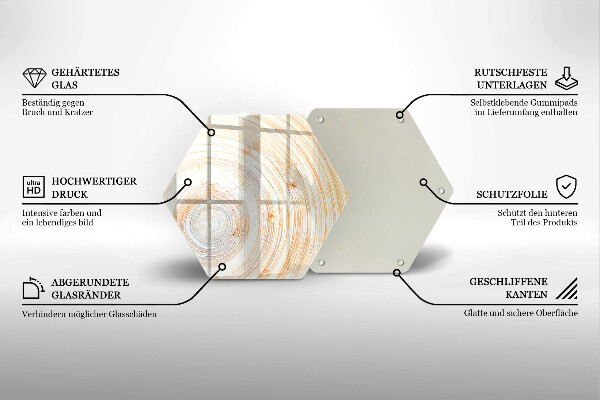 Skärbräda glas sexhörning Trästruktur