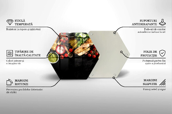Skärbräda glas sexhörning Italienska ingredienser och kryddor